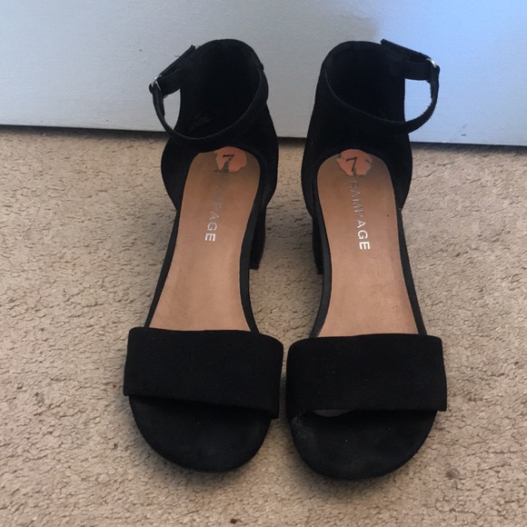 Black Rampage 2 inch Block Heels with Ankle Strap - Size 7 - Picture 2 of 4